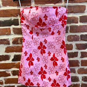 Bebe Pink and Red Floral Dress